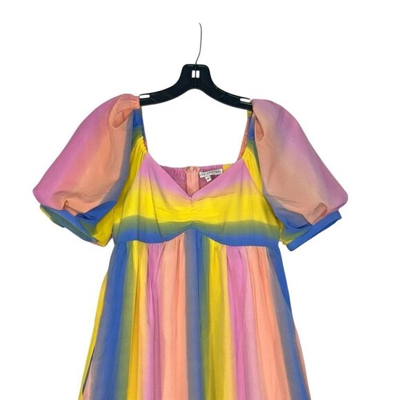 English Factory Pastel Rainbow Stripe Babydoll Mini Dress | Size XS - Picture 5 of 8